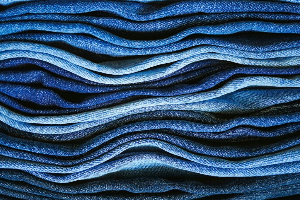 A close up of a pile of blue fabric