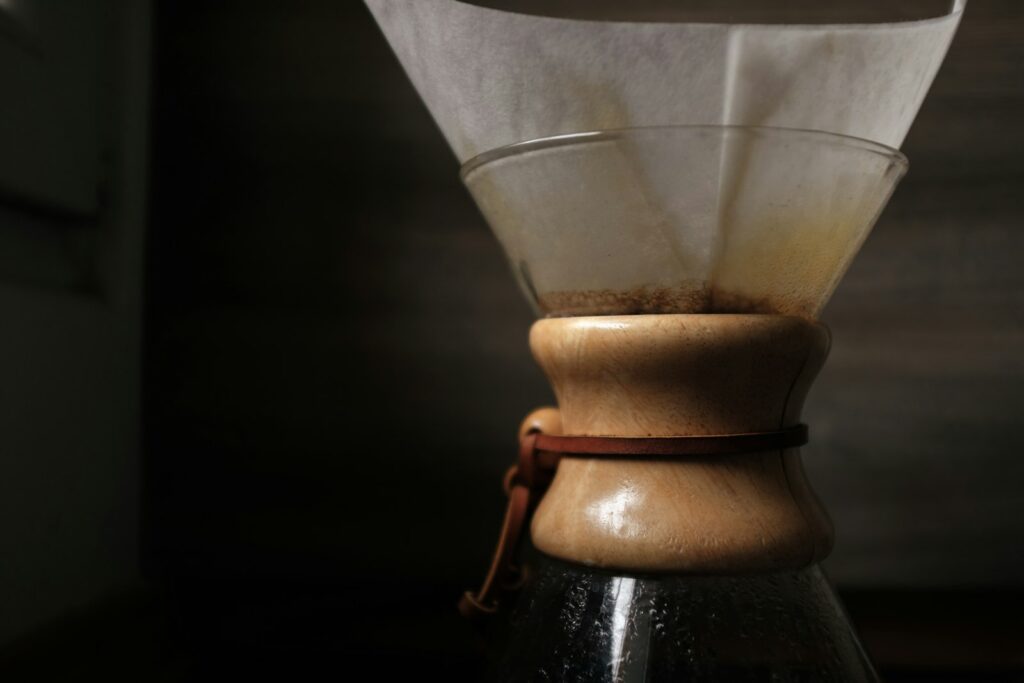 Coffee brewing in a chemex coffee maker