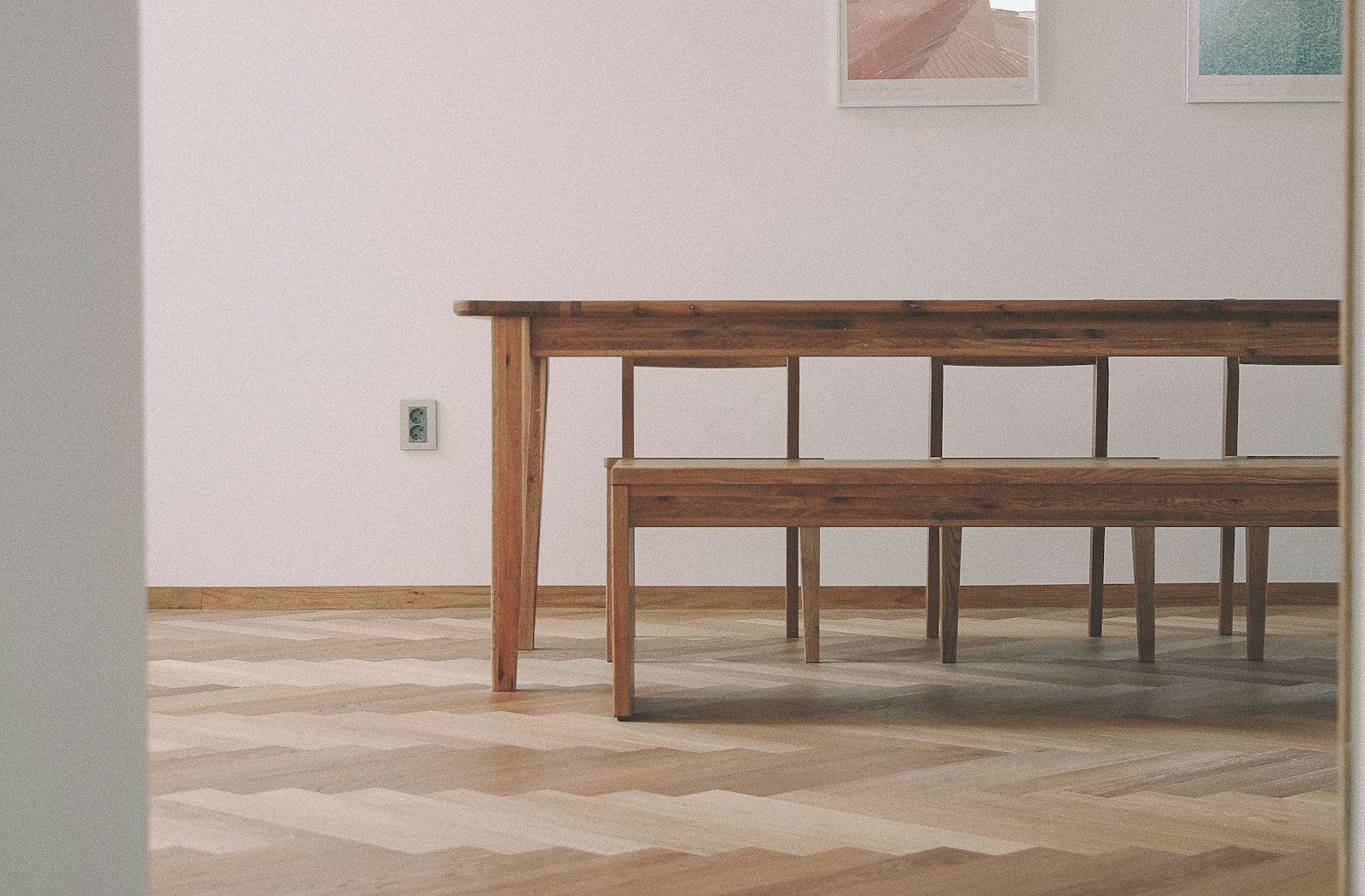 Brown wooden dining table and chair