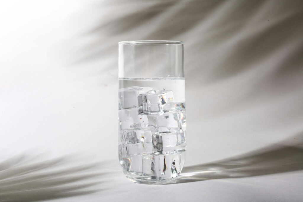 Clear drinking glass with water