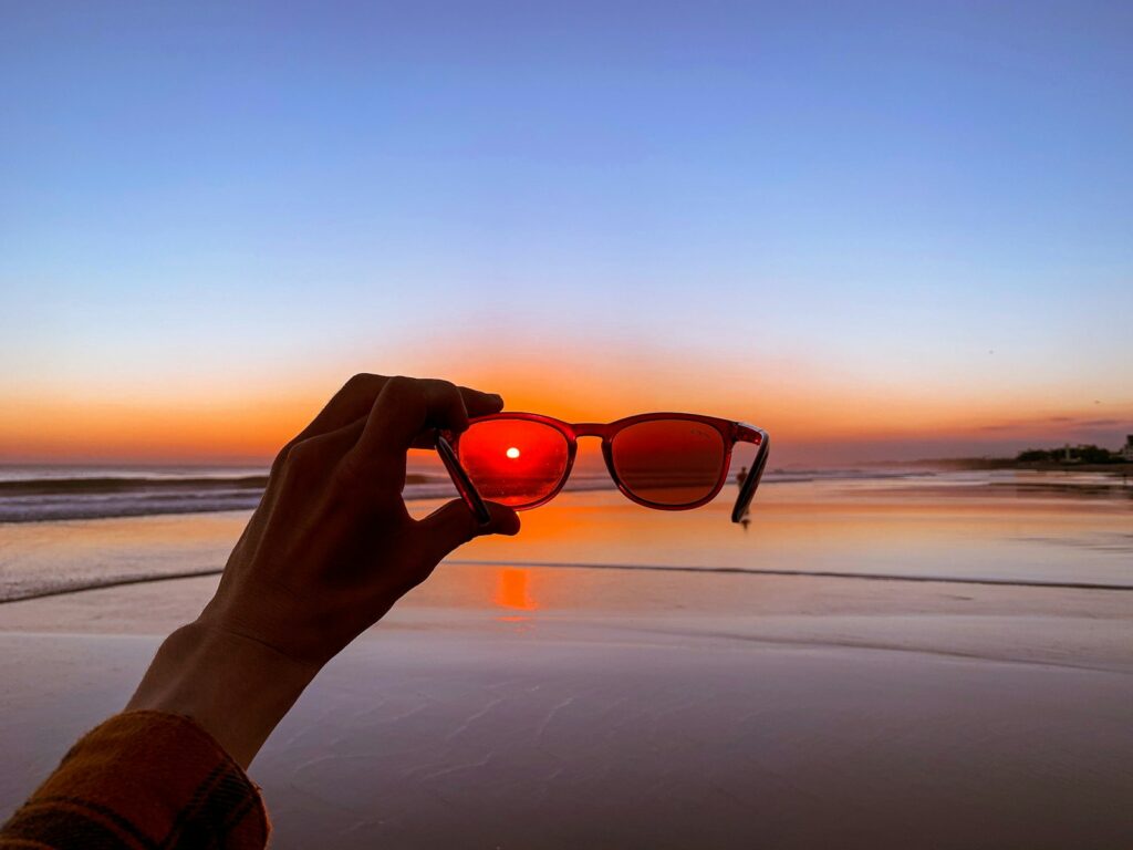 Person holding sunglasses
