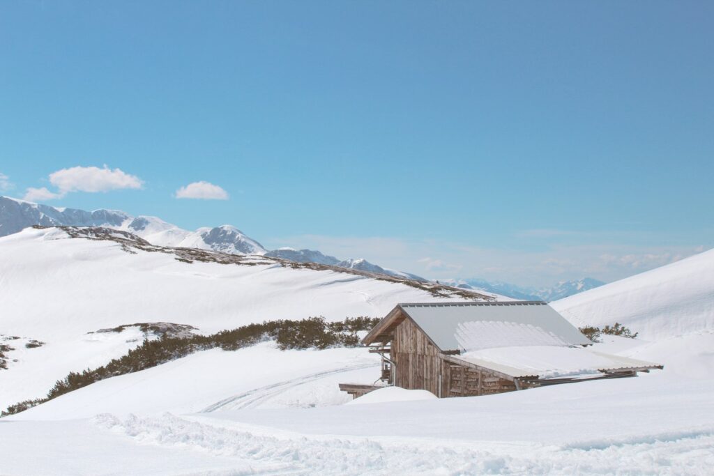 House surrounded by snow