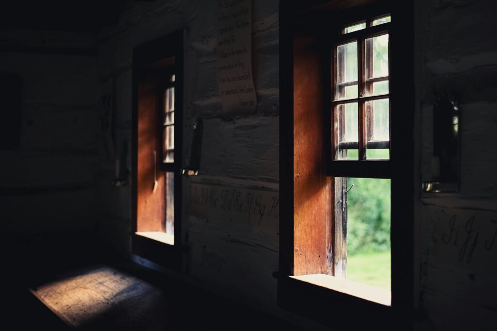 Sunlight passing through open windows