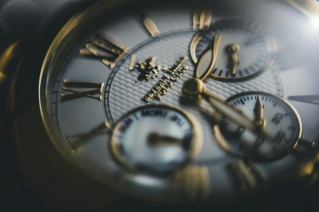 Macro shot of chronograph watch
