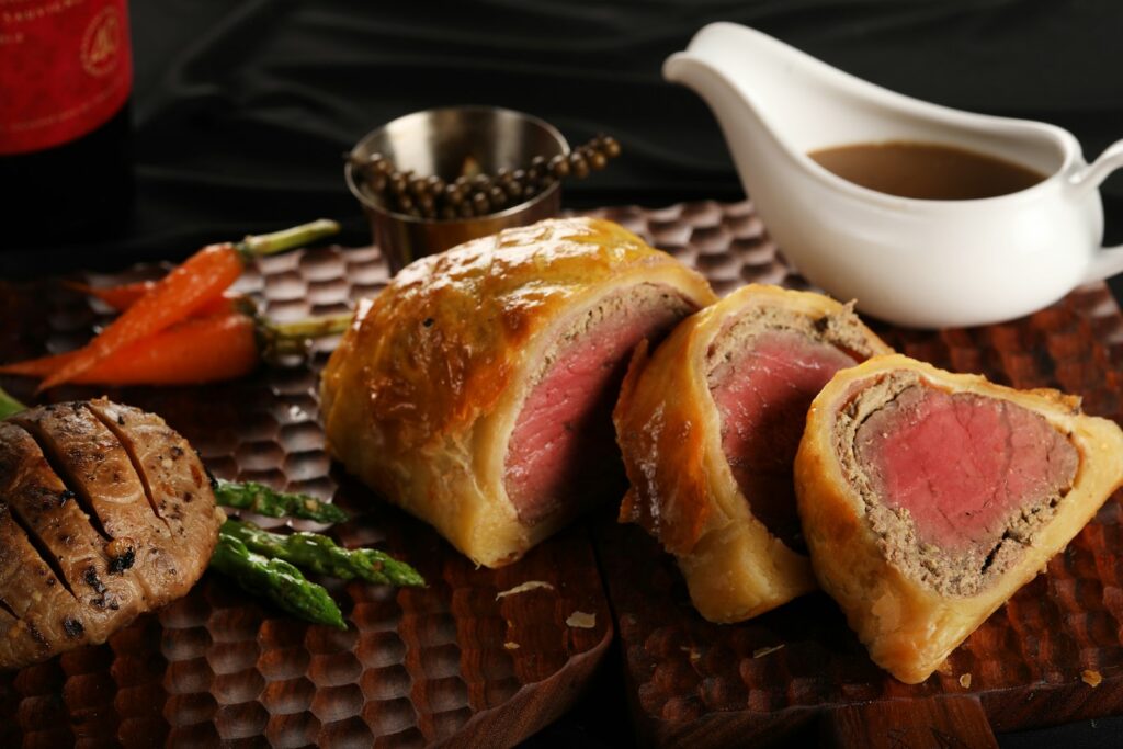 Slice of meat on plate