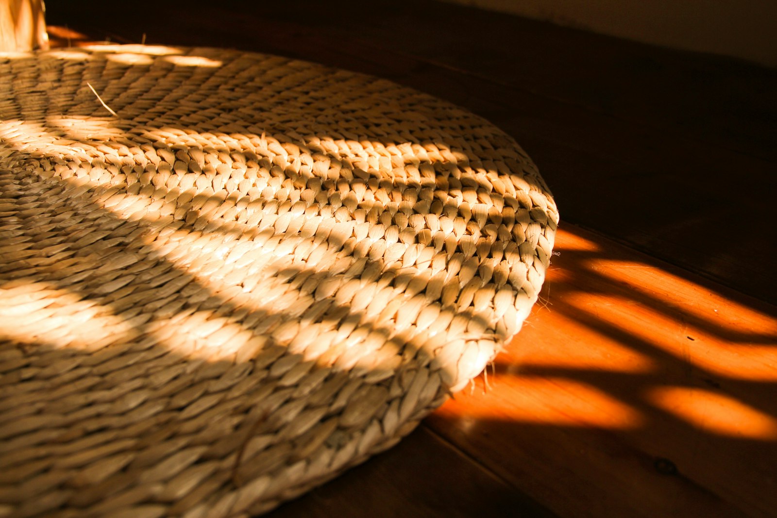 White and brown woven round basket