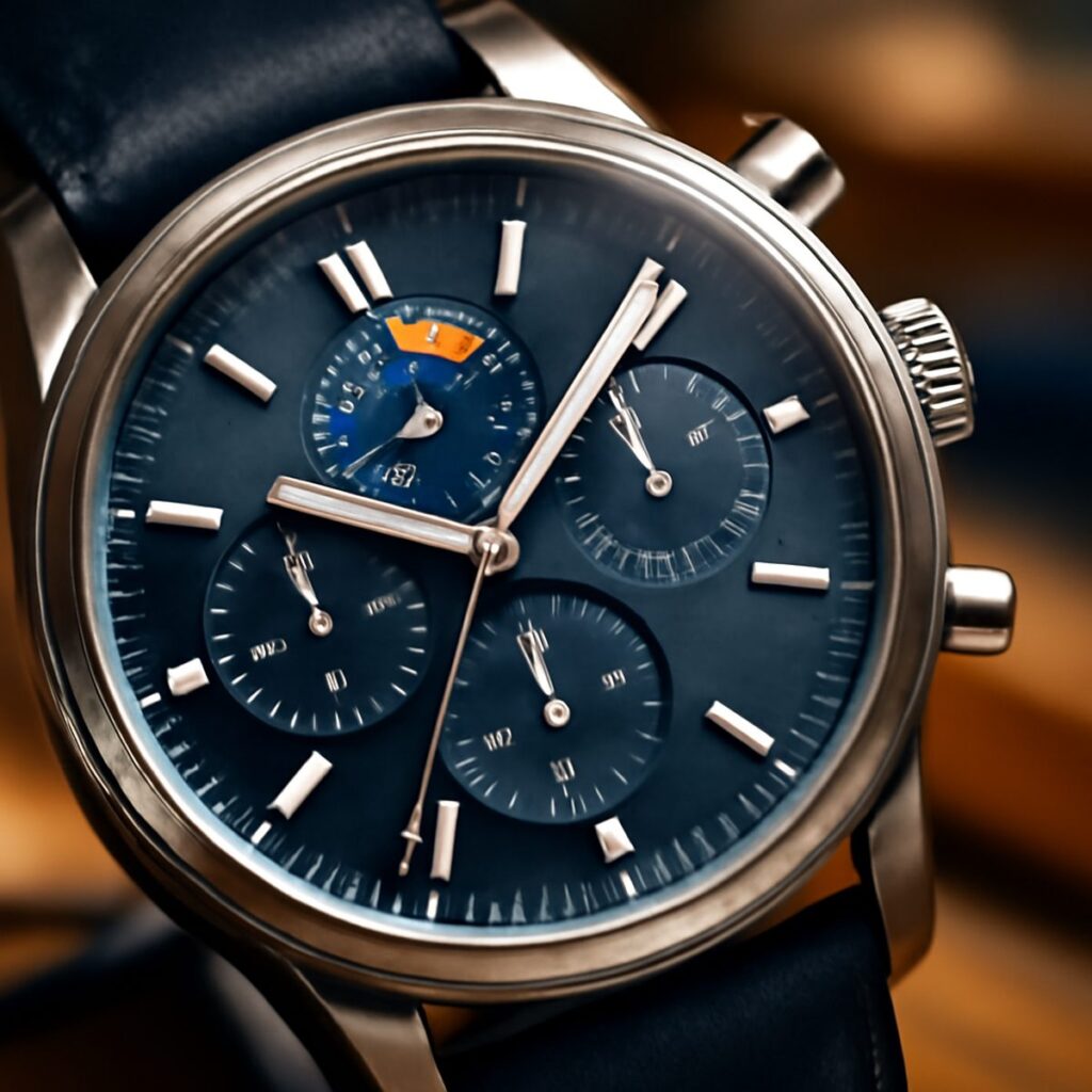 Close-up of a sailing chronograph watch dial with countdown markers